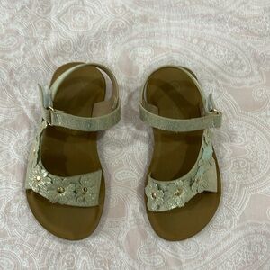 golden flower girl sandals